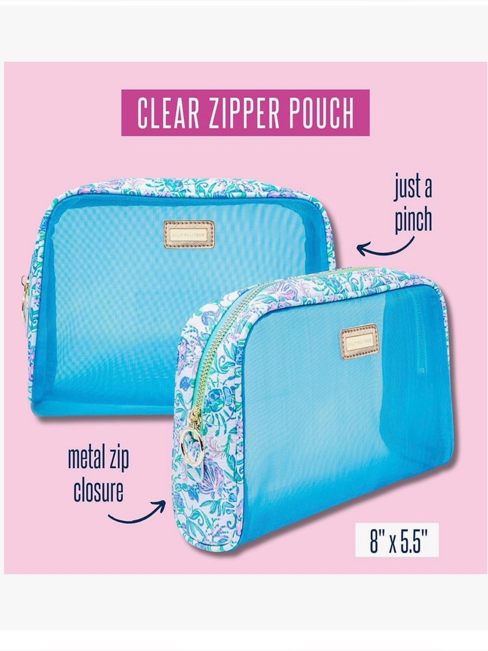 Lilly Pulitzer Zipper Pouch, Travel Toiletry Bag, Just a Pinch